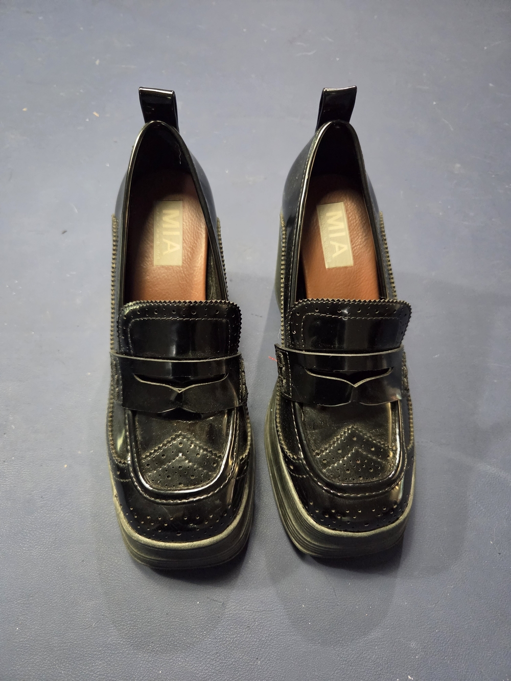 MIA Women's Black Patent Leather Platform Loafer